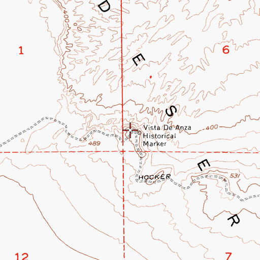 Topographic Map of Vista De Anza Historical Marker, CA