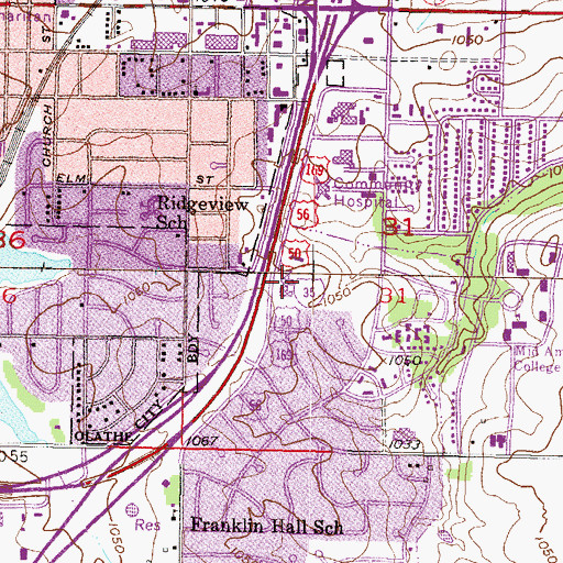 Topographic Map of Havencroft Industrial Park, KS