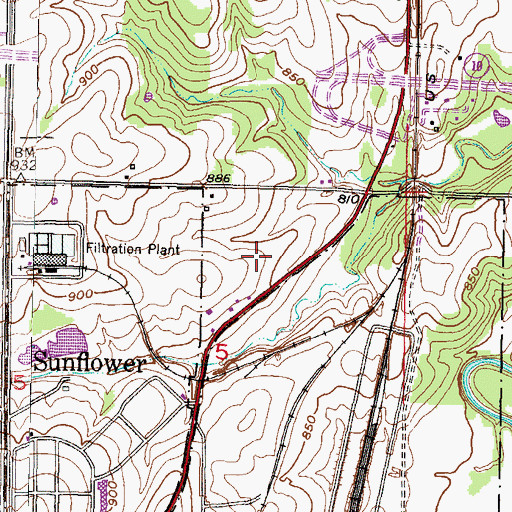 Topographic Map of Jewett Business Park, KS