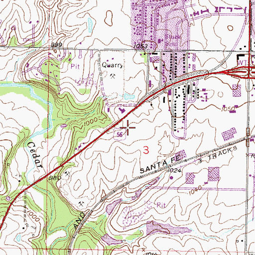 Topographic Map of Johnson County Transportation Center, KS