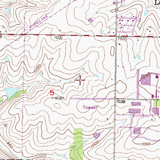Topographic Map of Kansas Commerce Center, KS