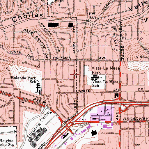 Topographic Map of Vista La Mesa Park, CA