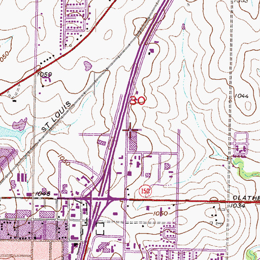 Topographic Map of United Industrial Park, KS