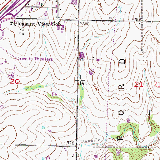 Topographic Map of Village Plaza Shopping Center, KS