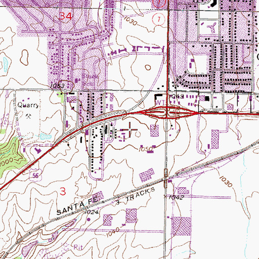 Topographic Map of Woodward Industrial Park, KS