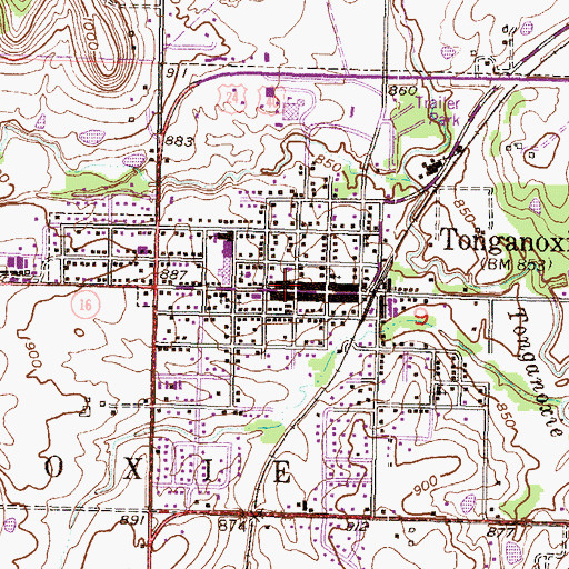 Topographic Map of Tonganoxie Public Library, KS