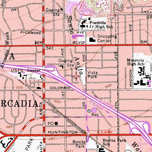 Topographic Map of Eisenhower Park, CA