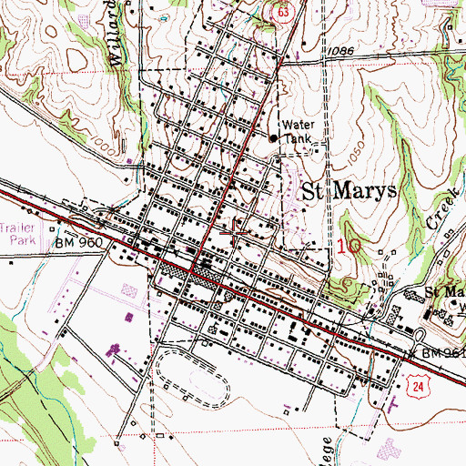 Topographic Map of Pottawatomie Wabaunsee Library, KS