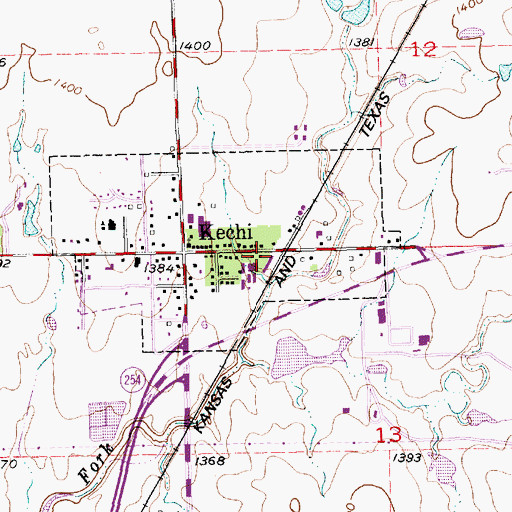 Topographic Map of Kechi Post Office, KS