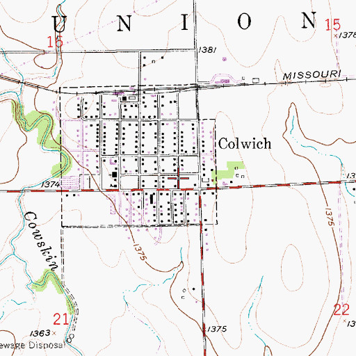 Topographic Map of Colwich Administrative Center, KS