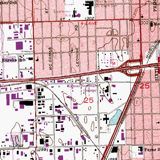 Topographic Map of Newman University - Fugate Hall, KS