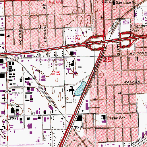 Topographic Map of Newman University - Heimerman Science Center, KS