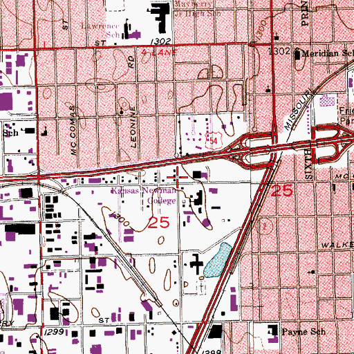 Topographic Map of Newman University - Lot A, KS