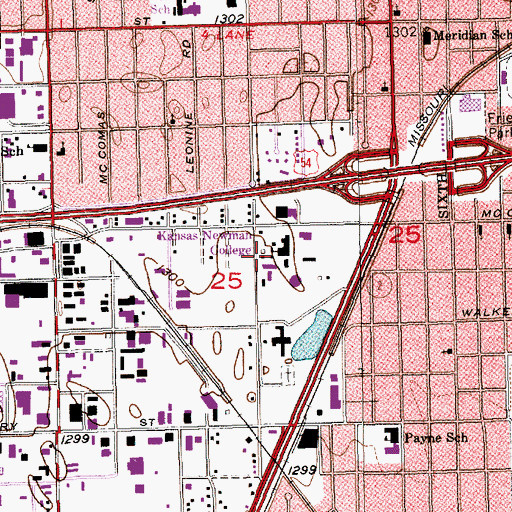 Topographic Map of Newman University - Mabee Dining Center, KS
