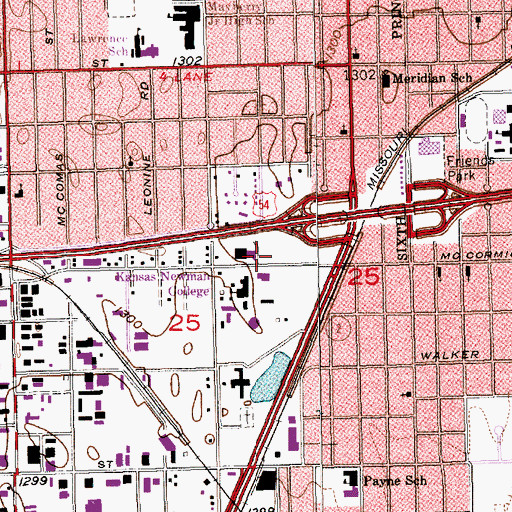 Topographic Map of Newman University - O'Shaughnessy Hall, KS
