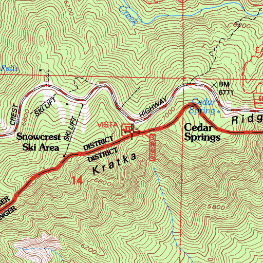Topographic Map of Vista Picnic Ground, CA