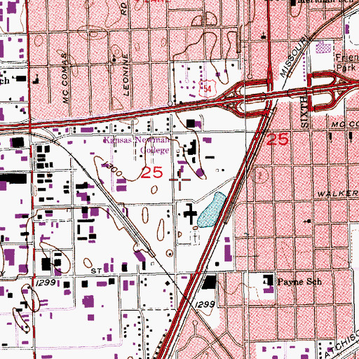 Topographic Map of Newman University - Parking Lot F, KS
