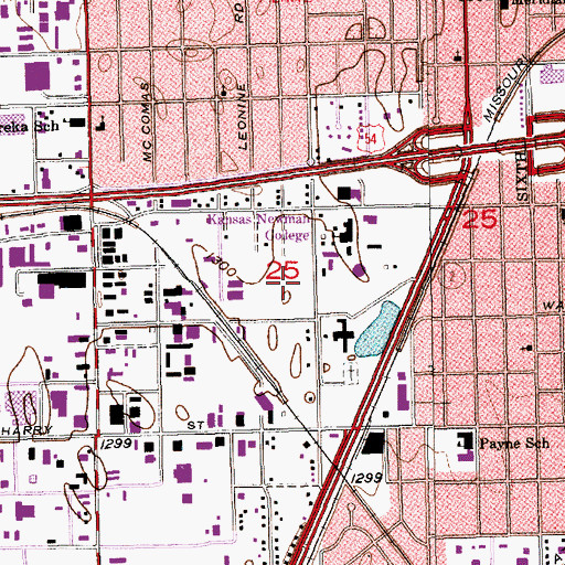 Topographic Map of Newman University - Parking Lot H, KS
