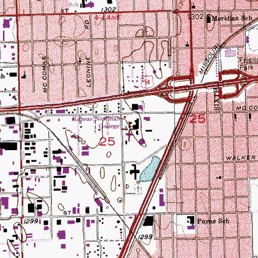 Topographic Map of Newman University - Sacred Heart Hall West Wing, KS