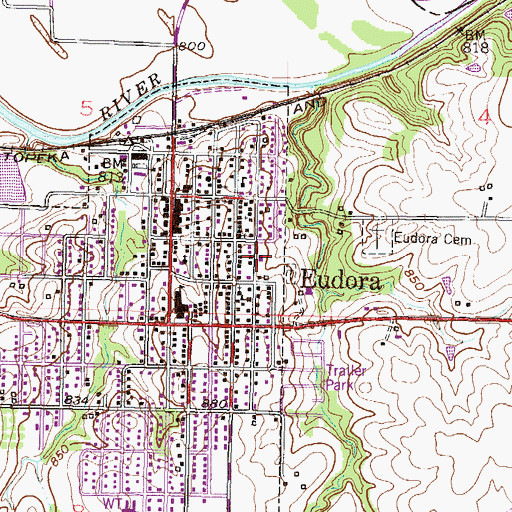 Topographic Map of Holy Family Catholic Church, KS