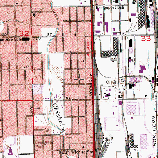 Topographic Map of Park Place Mobile Home Park, KS