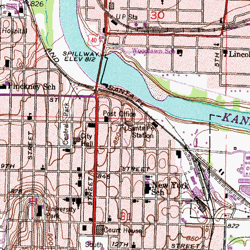 Topographic Map of Praise Temple Church of God in Christ, KS