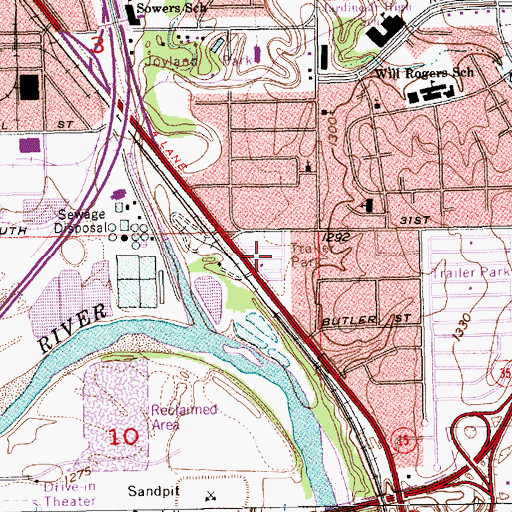 Topographic Map of K and R Mobile Home Park, KS