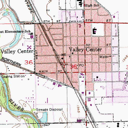 Topographic Map of Edna Buschow Memorial Library Valley Center, KS