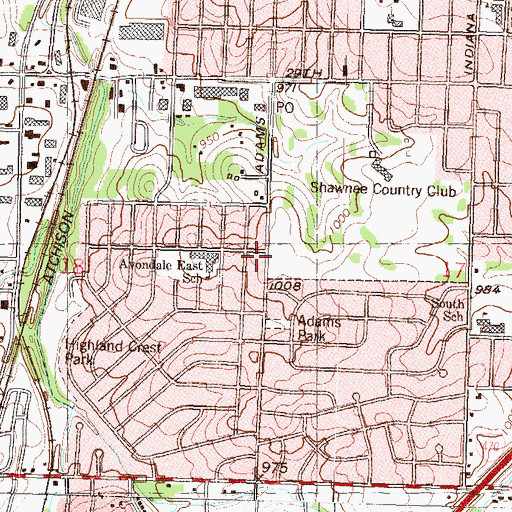 Topographic Map of Highland Crest Community Seventh Day Adventist Church, KS