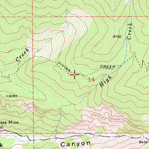 Topographic Map of Vivian Creek Trail, CA