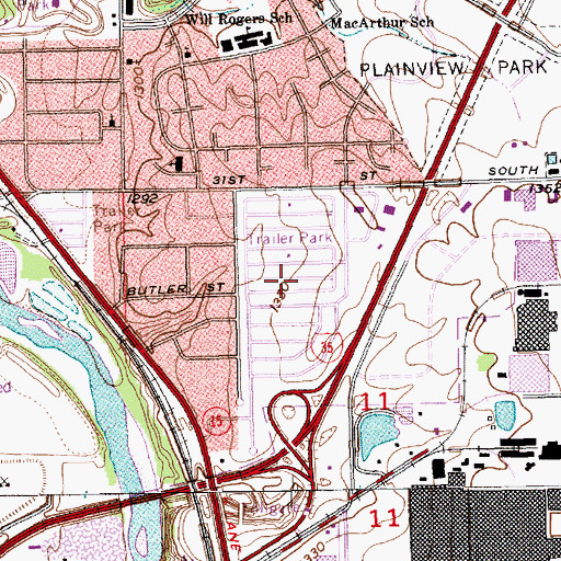Topographic Map of Colonial Mobile Home Park, KS