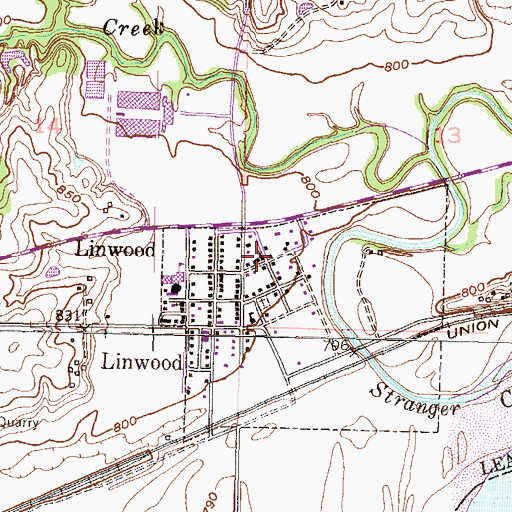 Topographic Map of Linwood United Methodist Church, KS