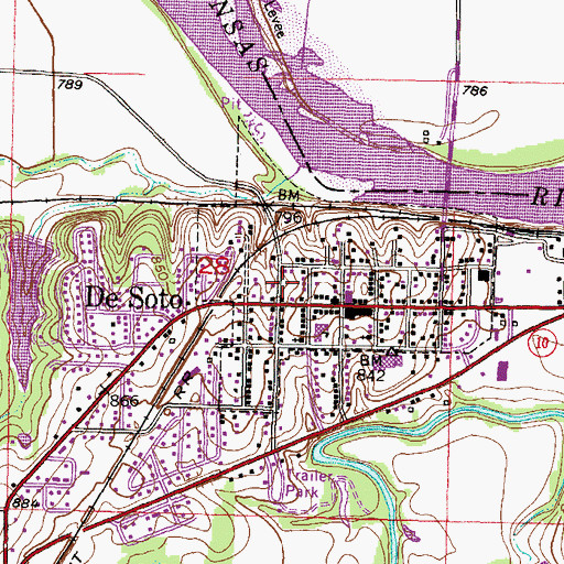 Topographic Map of Bosworth Mobile Home Park, KS