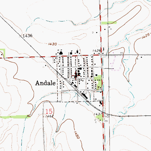 Topographic Map of Sedgewick County Public Library - Andale District, KS