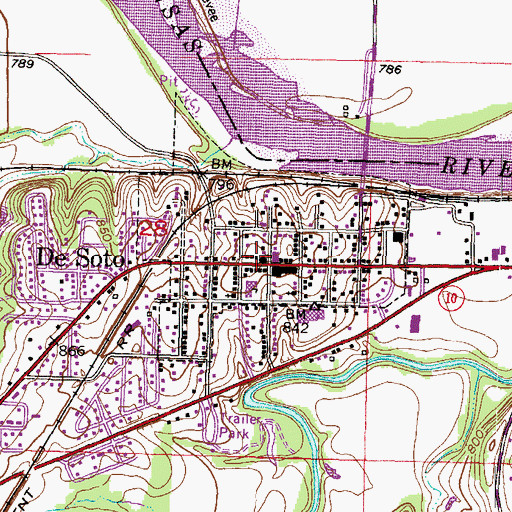 Topographic Map of De Soto Chamber of Commerce, KS