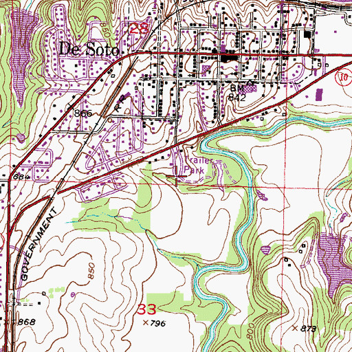 Topographic Map of Warsop Mobile Home Park, KS