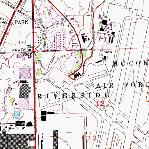 Topographic Map of Kansas Aviation Museum, KS