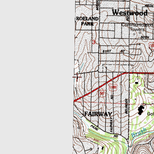 Topographic Map of Shawnee Mission State Historic Site, KS