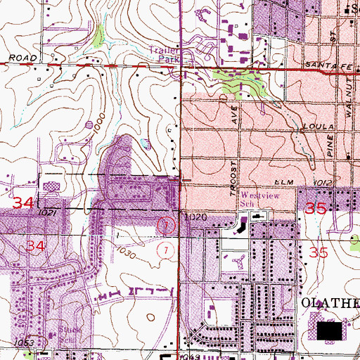 Topographic Map of Joe's Market and Nursery, KS