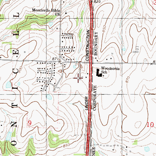 Topographic Map of Oak Valley Shopping Center, KS