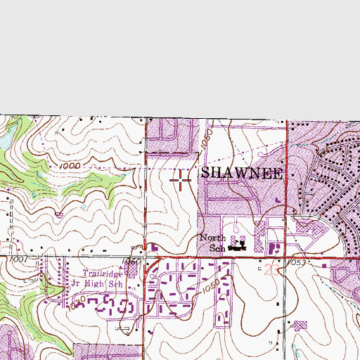 Topographic Map of Westbrooke Village Shopping Center, KS