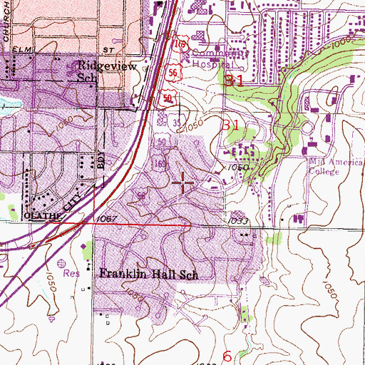 Topographic Map of Haven Village Center, KS