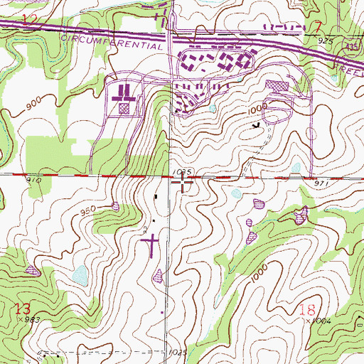 Topographic Map of Executive Hills Shopping Center, KS