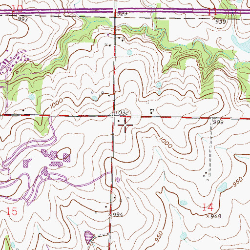 Topographic Map of College Village Shopping Center, KS