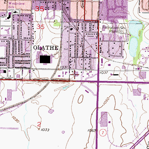 Topographic Map of Dennis Avenue Shops, KS