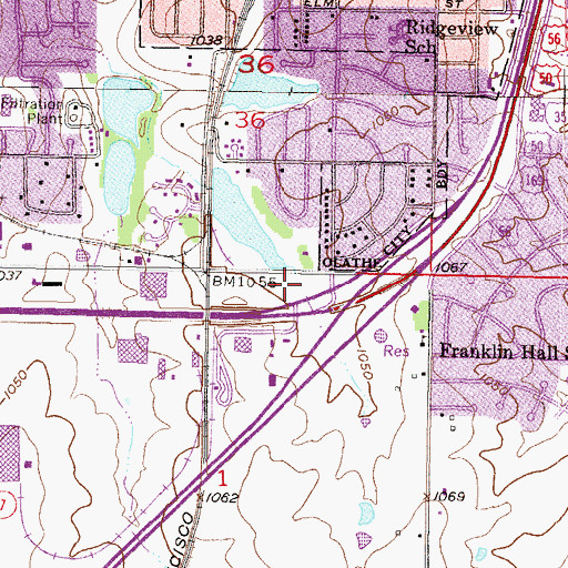 Topographic Map of Cedar Point Shopping Center, KS