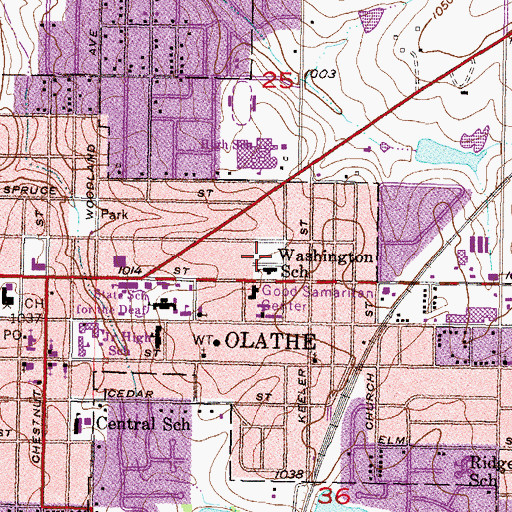 Topographic Map of Double Tree Center Shopping Center, KS