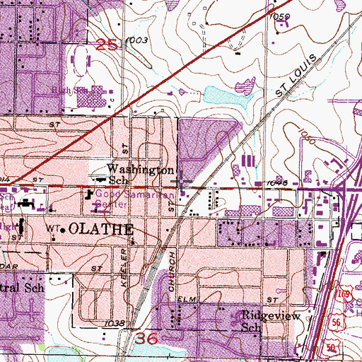 Topographic Map of Westerfield Landing Shopping Center, KS