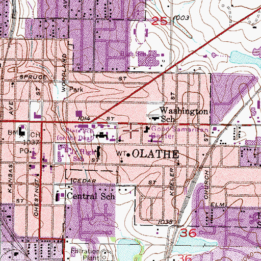 Topographic Map of Santa Fe Mall, KS