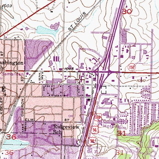 Topographic Map of Chester Street Shops, KS